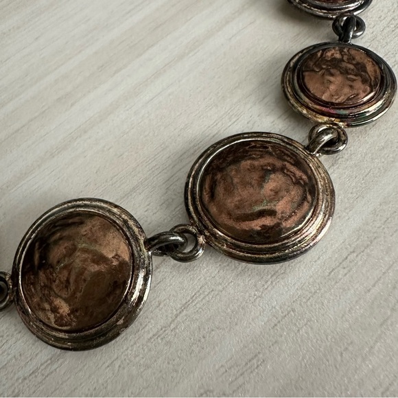 Vintage NEW Reversible Silver & Copper Liz Claiborne Heavy Necklace Bracelet Set - Picture 4 of 10